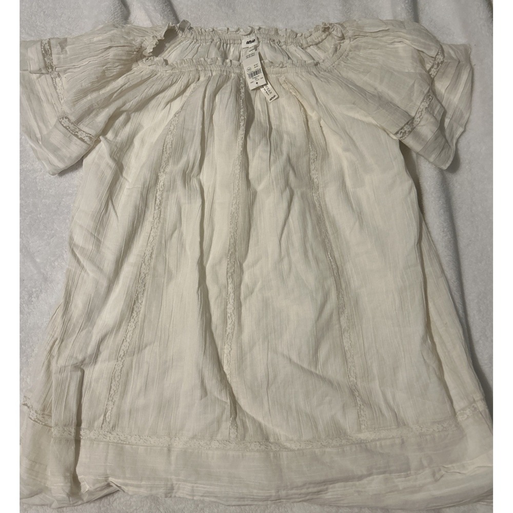 Aerie White Floral Lace Short Sleeve Flowy Womens size M NEW Cotton